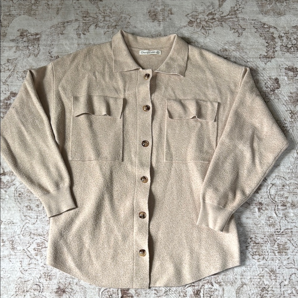 Cream Button-Up Women's Top